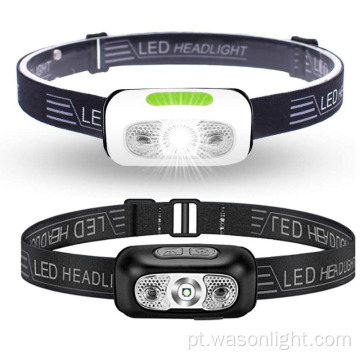 Novo super pequeno peso leve XPE 3W 250lumens Bright Headlamp LED USB Recarregável para corrida, caminhada